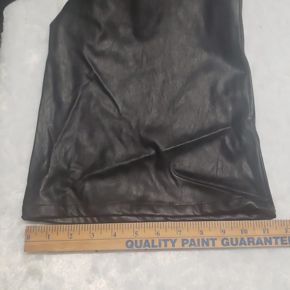 NWT Silvia Wide Legged Black Leather Flared Pants Women's Size L. - Picture 10 of 10